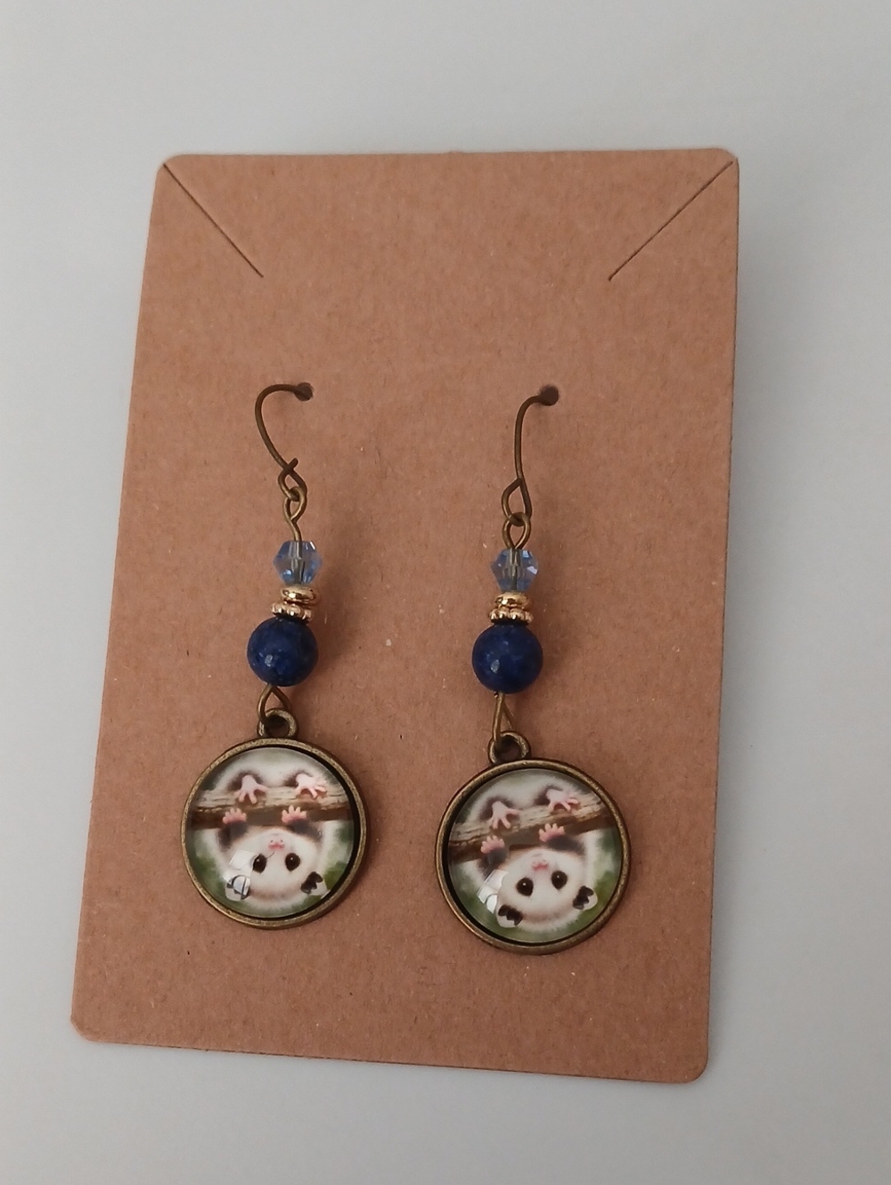 Fashion Jewelry Blue Bead Possum Drop Earrings